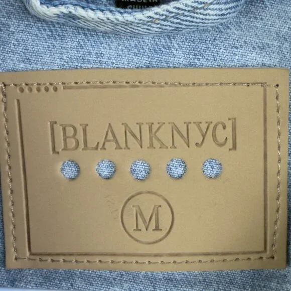 BLANKNYC Denim Moto Vest Grunge Biker 80's Light Wash Belted Medium Diagonal Zip - Picture 5 of 10